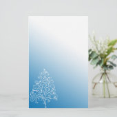 Witte kerstboom met blauwe gradiënt briefpapier (Staand voorkant)