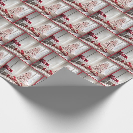 Witte kerstboom met geschenken cadeaupapier (Hoek)