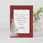 Witte kerstboom met groeten op een vlecht feestdagenkaart (Staand voorkant)