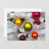 Witte kerstboom met kleurrijke kerstballen briefkaart (Voorkant / Achterkant)