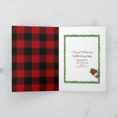 Witte kerstboom met pet en vogel kaart (Binnen)