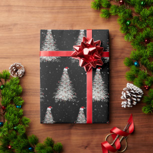 Witte kerstboom met Santa Hat Cadeaupapier