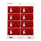 Witte kerstboom met sterren op rood. etiket (Full Sheet)