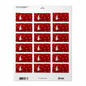 Witte kerstboom met sterren op rood. etiket (Full Sheet)