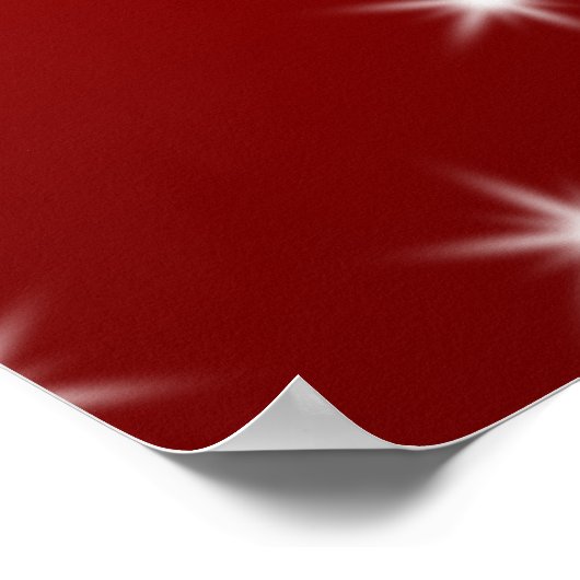 Witte kerstboom met sterren op rood. poster (Hoek)