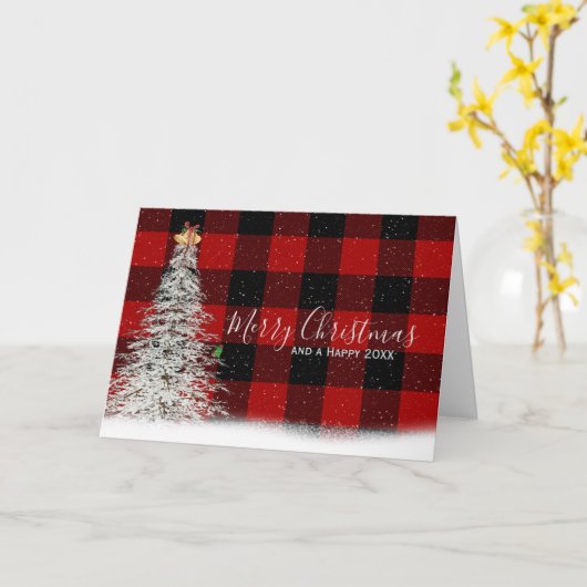 Witte kerstboom op Buffalo Pset Kaart (Gele Bloem)