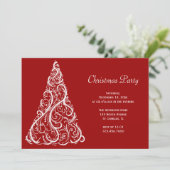 Witte kerstboom op de Rode Partij Kaart (Staand voorkant)