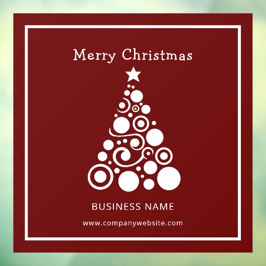 Witte kerstboom op donkerrode achtergrond raamsticker (Vel 3)