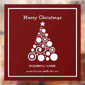Witte kerstboom op donkerrode achtergrond raamsticker (Vel 2)