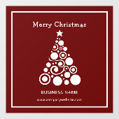 Witte kerstboom op donkerrode achtergrond raamsticker (Vel)