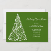 Witte kerstboom op Green Holiday Open House Kaart (Voorkant)