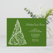 Witte kerstboom op Green Holiday Open House Kaart (Staand voorkant)