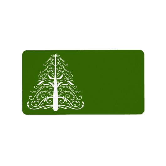Witte Kerstboom op Groen Etiket (Voorkant)