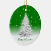 Witte kerstboom op groen Ornament (Rechts)