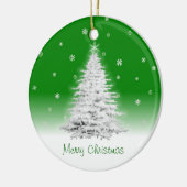 Witte kerstboom op groen Ornament (Links)
