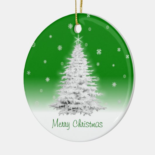 Witte kerstboom op groen Ornament (Links)