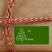 Witte Kerstboom op Groene Gift Label