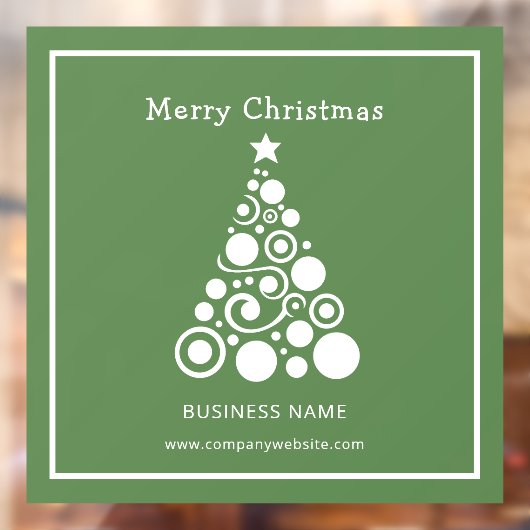 Witte kerstboom op groene ondergrond raamsticker (Vel 2)