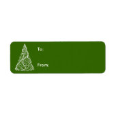 Witte Kerstboom op Groene Vakantie Gift Label (Voorkant)
