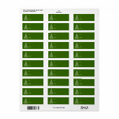 Witte Kerstboom op Groene Vakantie Gift Label (Full Sheet)