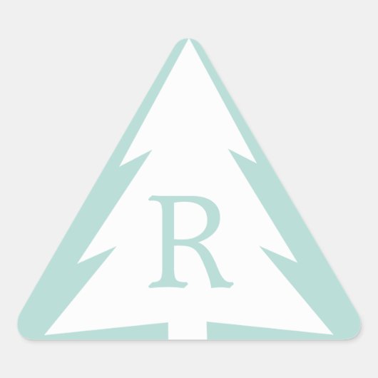 Witte kerstboom op Mint Green Custom Monogram Sticker (Voorkant)