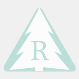 Witte kerstboom op Mint Green Custom Monogram Sticker