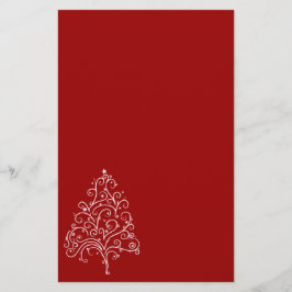 Witte kerstboom op Red Holiday Briefpapier