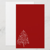 Witte kerstboom op Red Holiday Briefpapier (Voorkant / Achterkant)