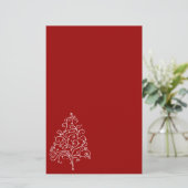 Witte kerstboom op Red Holiday Briefpapier (Staand voorkant)