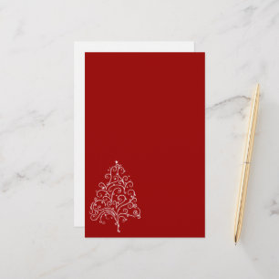 Witte kerstboom op Red Holiday Briefpapier