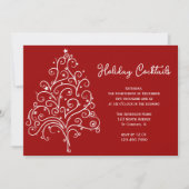 Witte kerstboom op Red Holiday Cocktail Party Kaart (Voorkant)