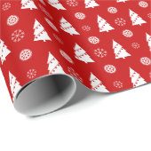 Witte kerstboom op rode achtergrond cadeaupapier (Rol Hoek)