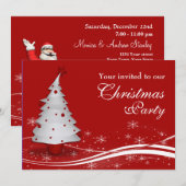 Witte kerstboom op rode achtergrond kaart (Voorkant / Achterkant)