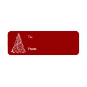 Witte kerstboom op rood cadeau Label (Voorkant)