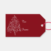 Witte kerstboom op rood cadeaulabel (Voorkant (Horizontaal))