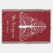 Witte kerstboom op rood deken (Voorkant)