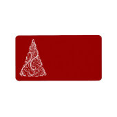 Witte kerstboom op rood etiket (Voorkant)