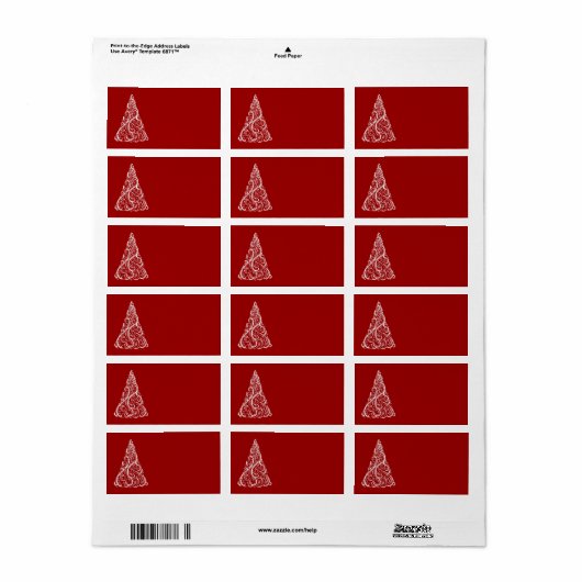 Witte kerstboom op rood etiket (Full Sheet)