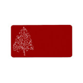 Witte kerstboom op rood etiket (Voorkant)