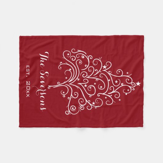 Witte kerstboom op rood fleece deken (Voorkant (Horizontaal))