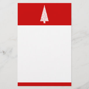 Witte kerstboom. Op rood. Modern. Briefpapier