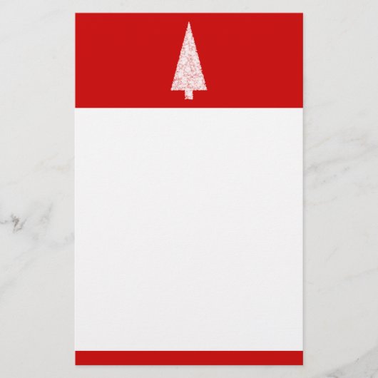 Witte kerstboom. Op rood. Modern. Briefpapier (Voorkant)