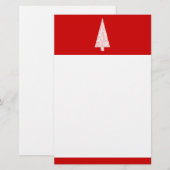 Witte kerstboom. Op rood. Modern. Briefpapier (Voorkant / Achterkant)