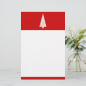 Witte kerstboom. Op rood. Modern. Briefpapier (Staand voorkant)