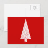 Witte kerstboom. Op rood. Modern. Feestdagenkaart (Voorkant / Achterkant)