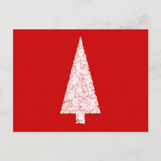 Witte kerstboom. Op rood. Modern. Feestdagenkaart (Voorkant)
