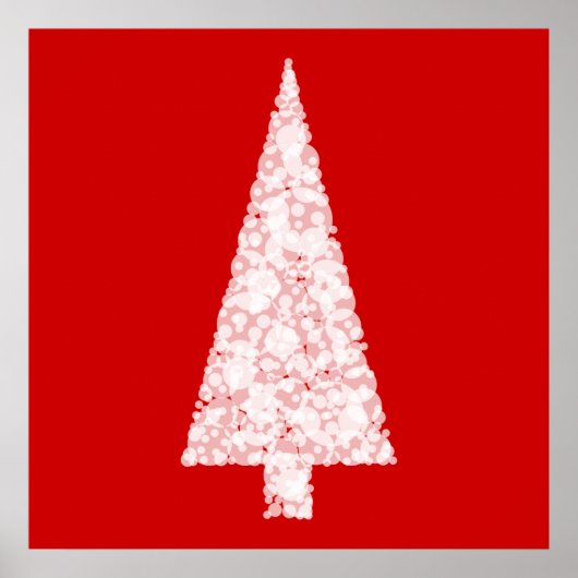 Witte kerstboom. Op rood. Modern. Poster (Voorkant)