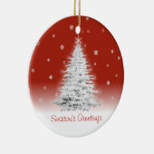 Witte kerstboom op rood Ornament (Rechts)