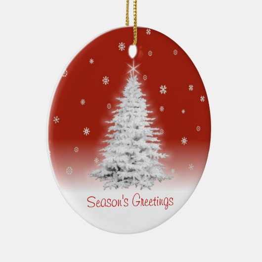 Witte kerstboom op rood Ornament (Rechts)