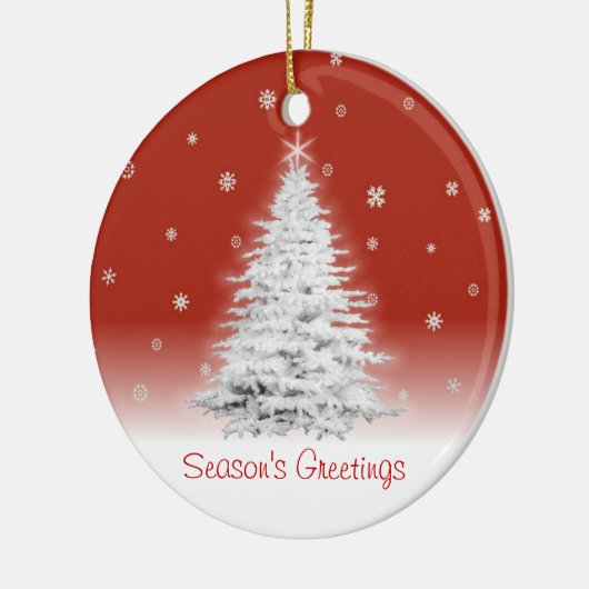 Witte kerstboom op rood Ornament (Links)